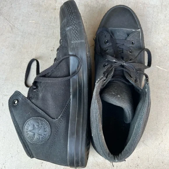 Men's Black High-Top Canvas Sneakers - Picture 2 of 3